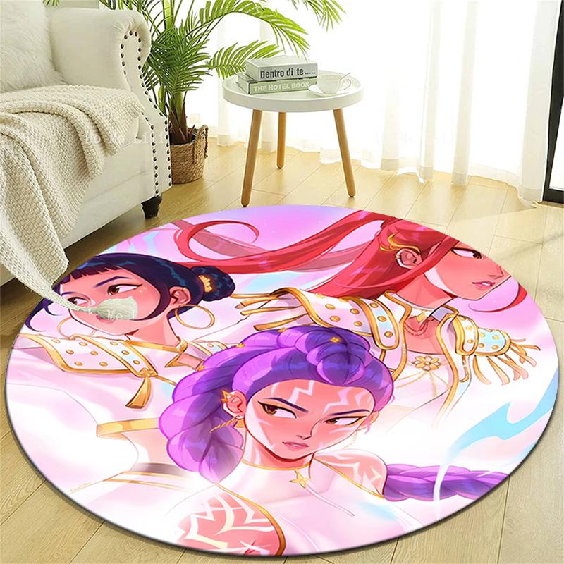 1pc KPop Demon Hunters17 Design Printed Area Round Carpet for Bedroom Living Room Home Decor Rugs Mat Non Slip Mat Rug for Bedside