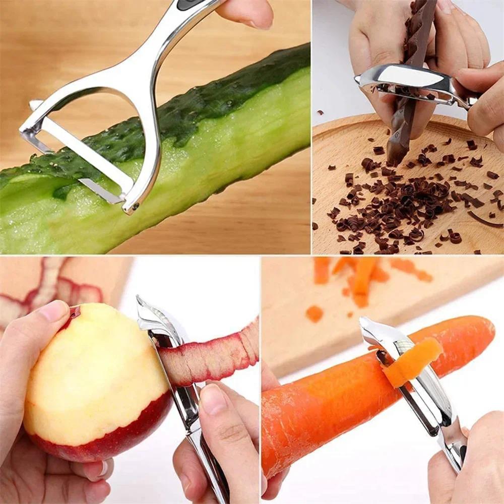 2 in 1 Stainless Steel Peeler Grater Multi Function Kitchen Tool for Fruit Vegetable Carrot Effortless Easy Clean Home Use7