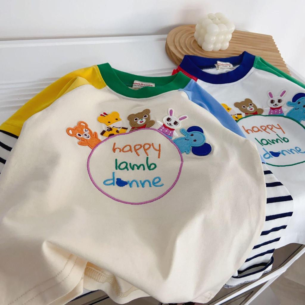 Toddler Boys' Cartoon Embroidery Striped Long-Sleeve T-shirt - Spring 2026 Collection