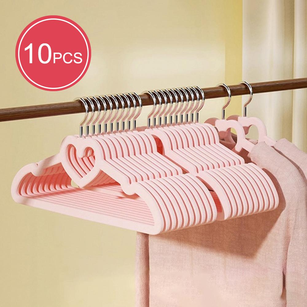 10-30PCSLove flocking clothes hanger, anti slip and traceless, home wardrobe hanging clothes, thicker storage clothes hanger