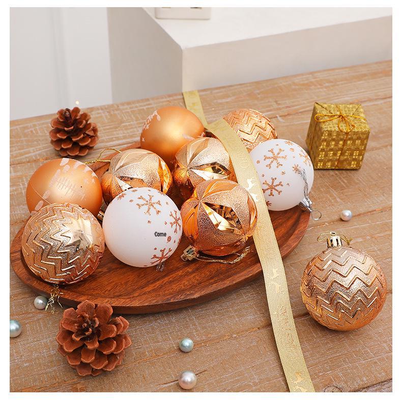 Electroplated Painted Christmas Ball Ornament Set – Plastic Round Decorations for Tree