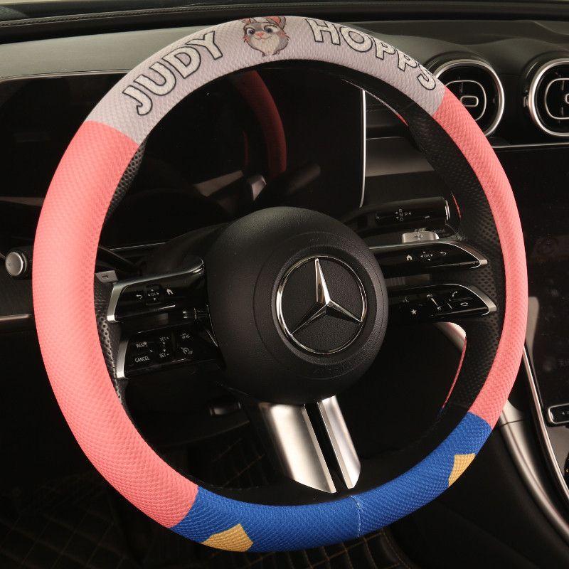 Car Steering Wheel Cover All Year Round Neutral Women Fancy New Arrival D-Type Non Slip Cute Rabbit Judy Steering Wheel Cover Officer Rabbit Steering Wheel Cover - Round
