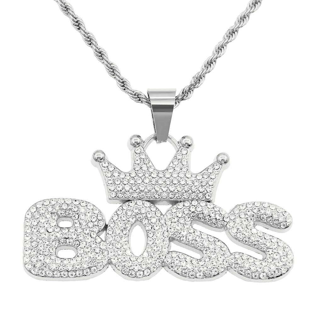 European & American Hip Hop Crown Letter Pendant Necklace - Trendy, Exaggerated Long Style Accessory