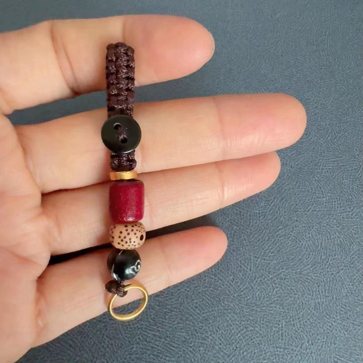 Cinnabar Lotus Gourd Zodiac Keychain Pendant