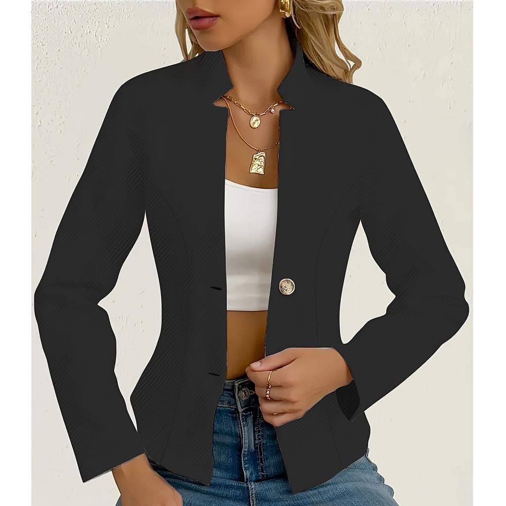 Women's Casual Solid Color Slim Fit Two Button Collar With Missing Corners Long Sleeved Suit Jacket