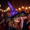 with Bat Spider Web Twisted Wizard Cap Gothic Glitter Pleated Wizard Hat  Children/Adult