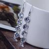 Women Bridal Elegant 5 Rhinestones Long Dangle Tassels Hook Earrings Jewelry KTJ