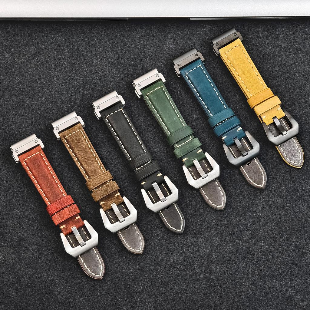 Quickfit 26mm 22mm Strap for Garmin Epix Pro 51mm 47mm Tactix 8 7 Pro Fenix 8 7 7X Enduro3 Genuine Leather Watchband Accessories