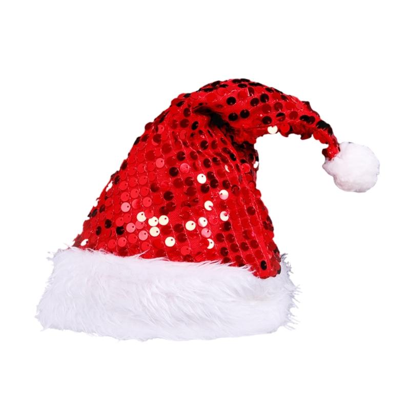 

Christmas Santa Hats with Furry Brim Caps New Year Party Cosplay Accessories червоний