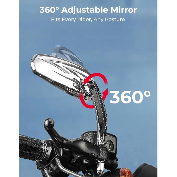 KEMIMOTO Motorcycle Rear View Mirrors Motorcycle Mirrors Long Stem Compatible With Dyna Softail Sportster Road King Street Glide Road Glide 1982-2024