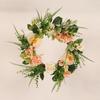 QX2E 15.7" Artificial Rose Wreath Front Door Decorations 40cm Wreath with Hydrangea & Green Leaves Wreath for Wall Decor