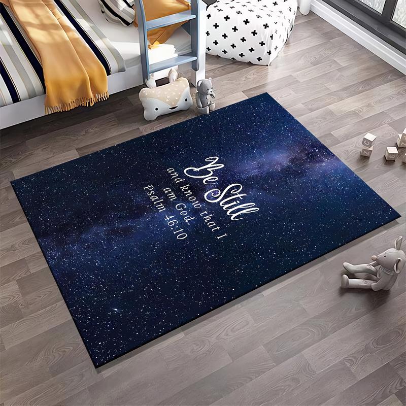 "Galaxy Psalm 46:10 Verse Rug" Non-slip Rug Suitable for Living Room and Bedroom Sofas.