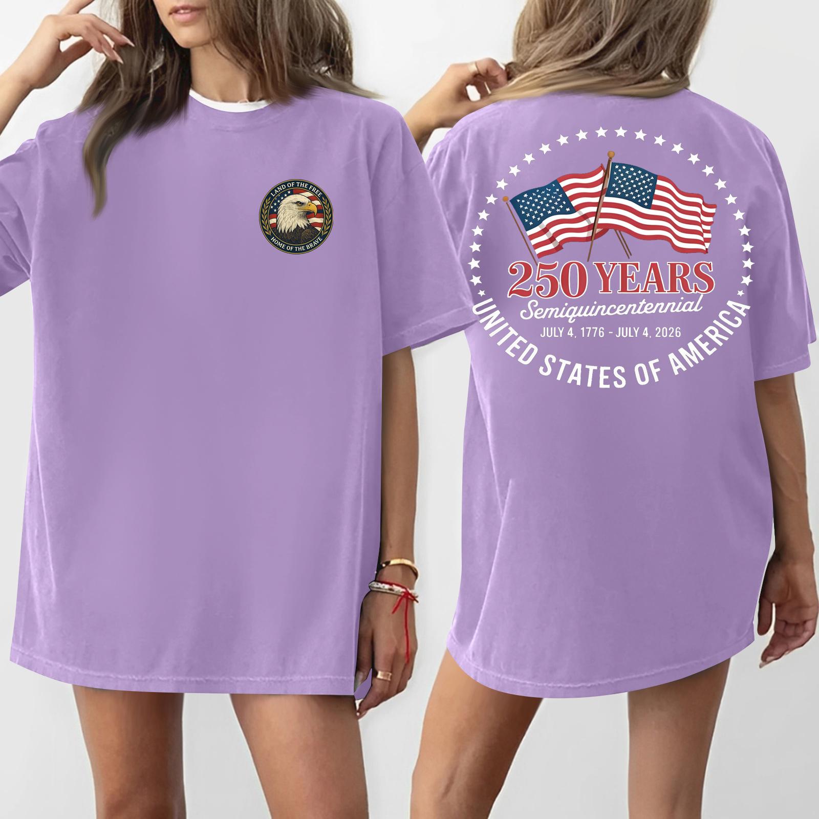 Women s Casual Fashion Round Neck Casual American Flag Print Short Sleeve T-Shirt Top XXXL фиолетовый