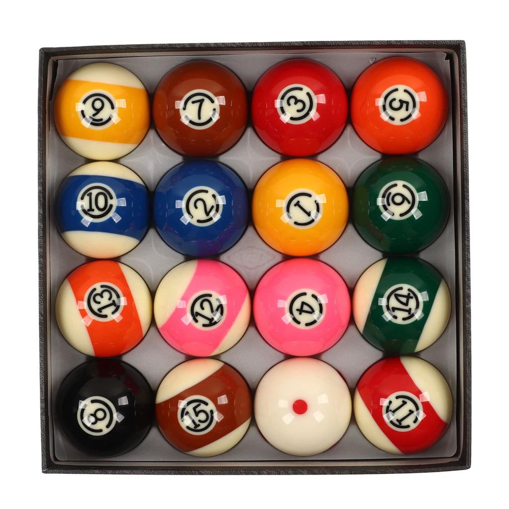Billiard Pool 16 Pieces Billiard Ball Set Resin Professional Ball Set with Cue Ball Replacement Billiard Balls for Pool Table and Display Balls,