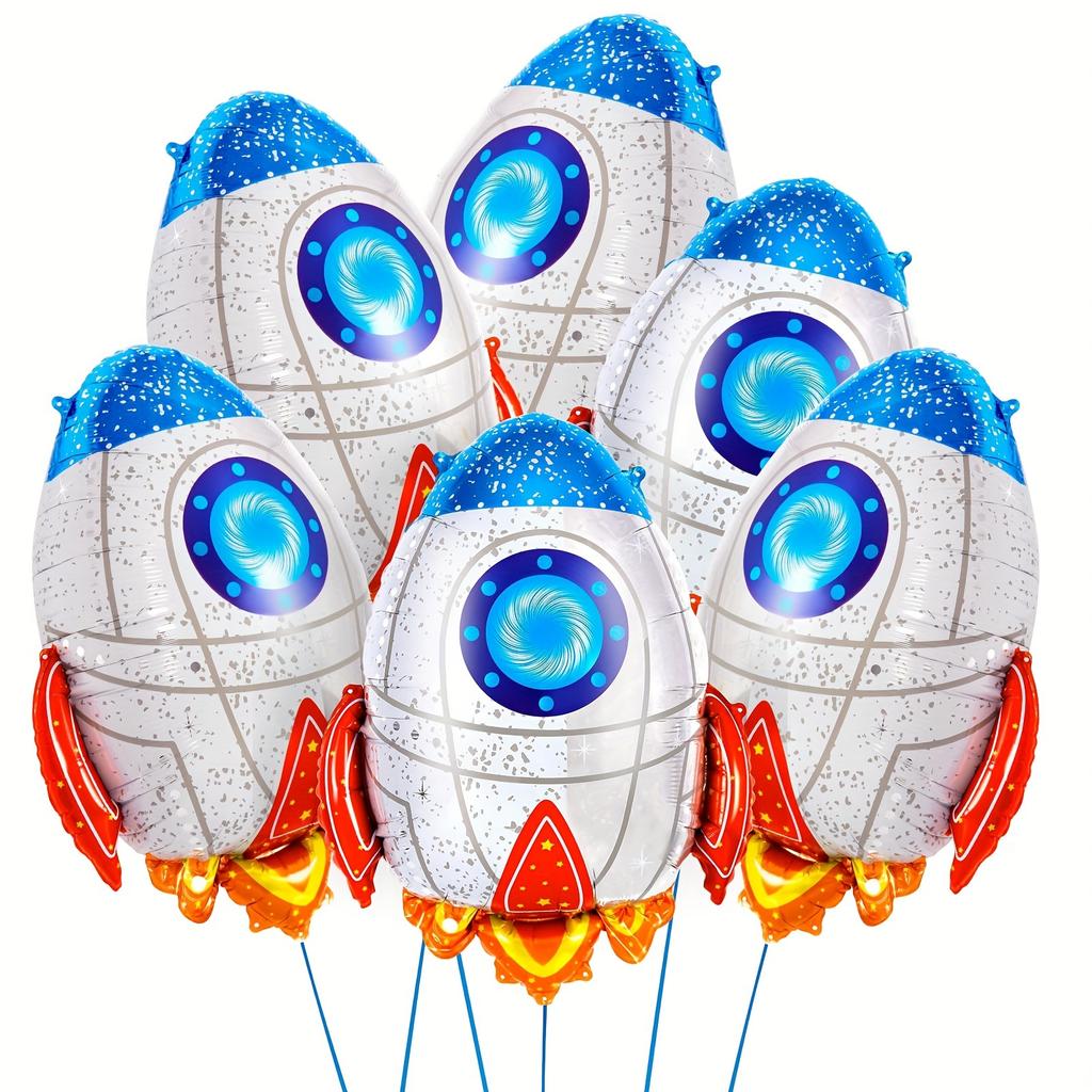 Confezione da 6 Palloncini a Razzo Nuovi, Palloncini a Razzo in Foglio di Alluminio, Adatti per Eventi a Tema Razzo, Eventi a Tema Volo e Decorazioni per Feste di Compleanno