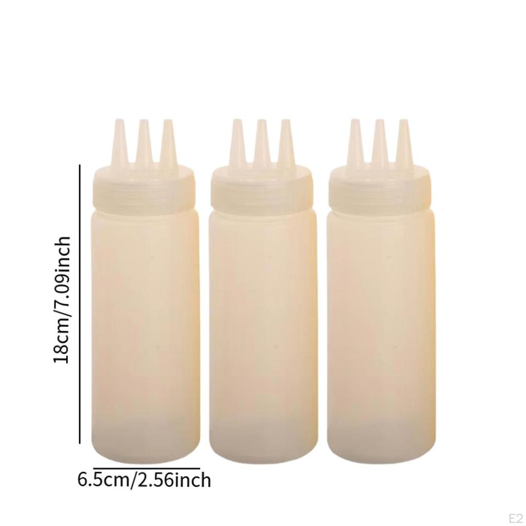 3 Condiment Bottles, Dispenser, Refillable, Empty, for Restaurants, Syrup, Ketchup Travel