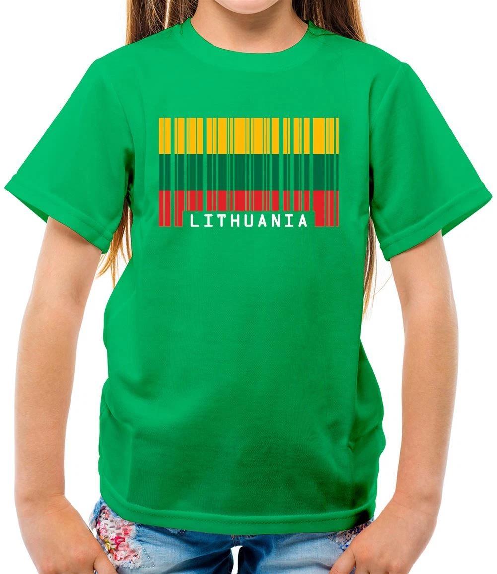 Lithuania Barcode Style Flag - Kids T-Shirt - Lithuanian Country Travel Vilnius 160