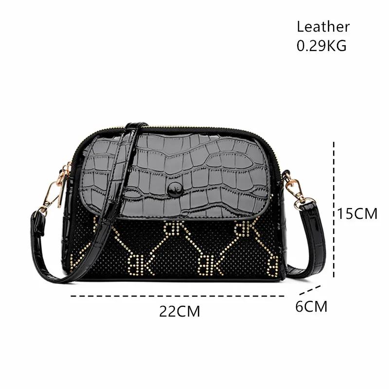 Luxury Designer Solid Color Women’s Small Handbag Fashion Stone Pattern Pu Leather Shoulder Bag Ladies Black Shell Crossbody Bag