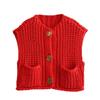 Pocket Sleeveless Knit Vest Cardigan Pocket Sleeveless Sweater Vest Cardigan