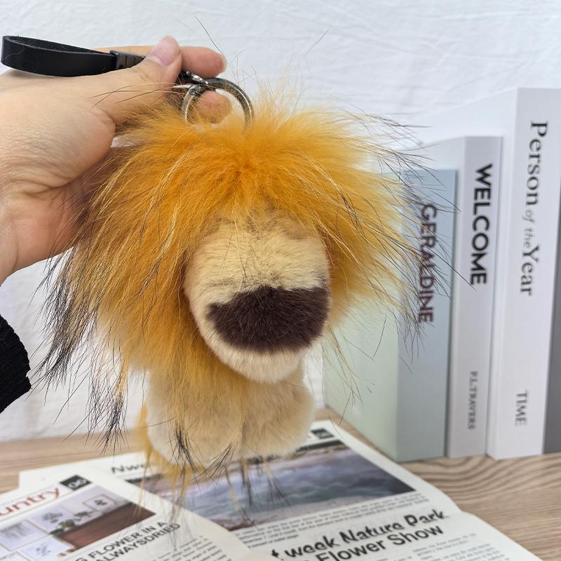 Zirunking Plush Lion Keychain Animals Toy Jungle Animal Plush Keychain Soft Backpack Ornaments Pendant Key Ring