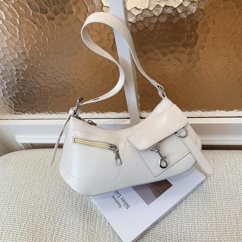 Popular 2025 Summer New Zipper Decorative Women's Underarm Dumpling Bag Trendy Personalized Street Underarm Bag