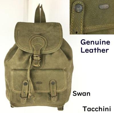 Swan Tacchini Echter Wildleder Rucksack Oliv Tiefgrün Tagesrucksack(GEBRAUCHT)