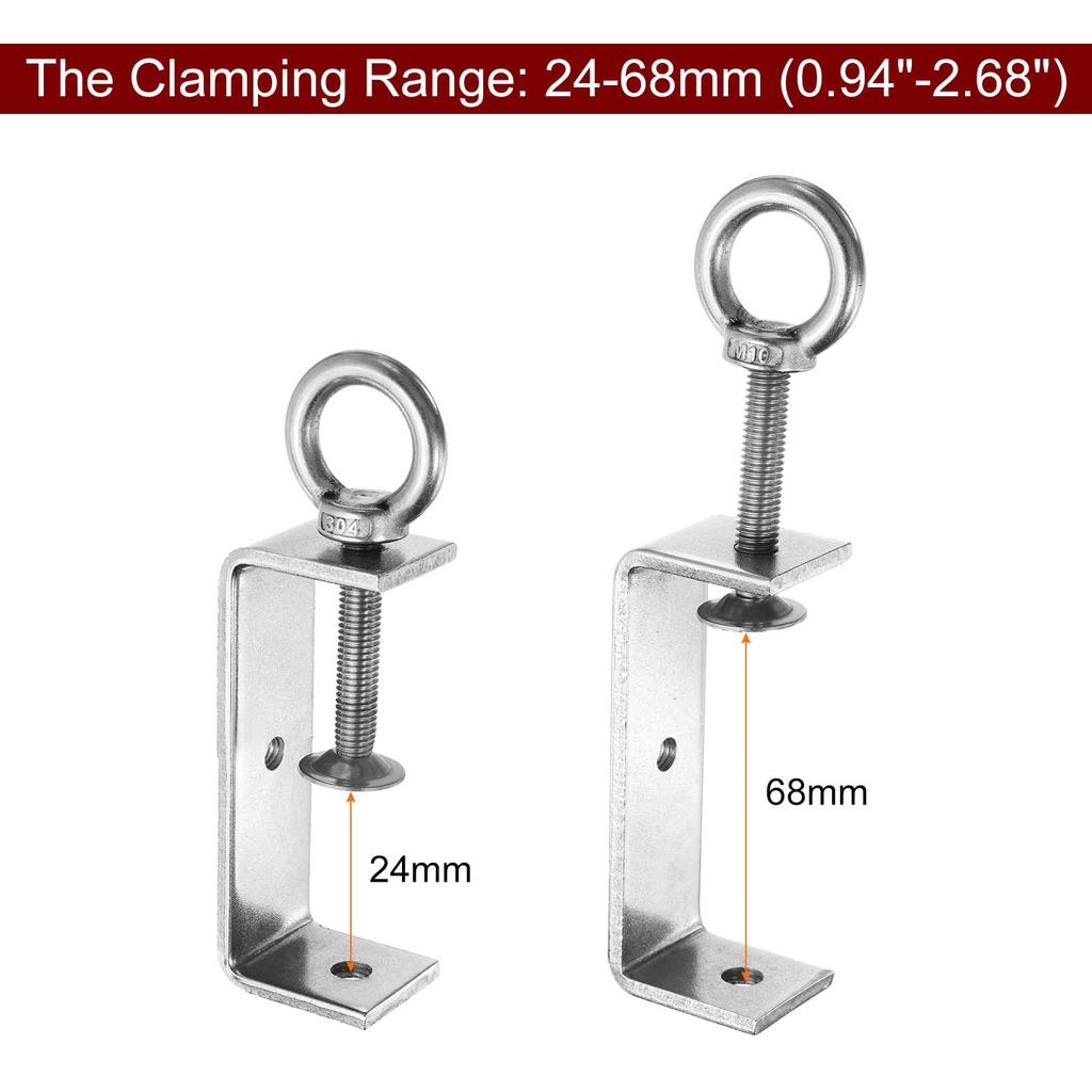Uxcell 2-Piece Stainless Steel C-Clamp with 100mm Wide Jaw Opening for Woodworking, Welding, Construction, and Home Use