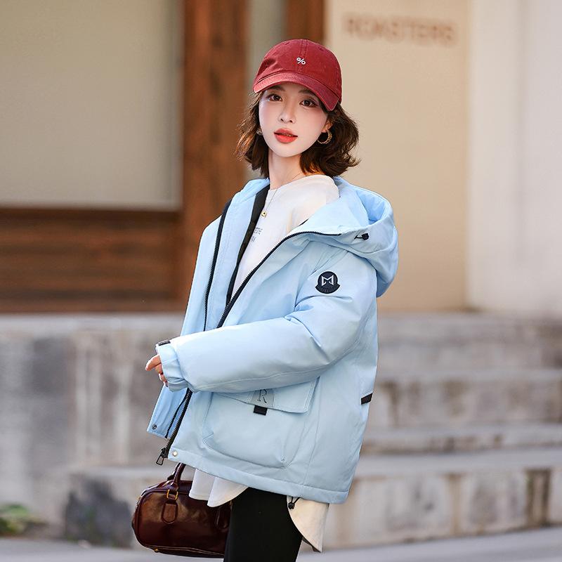 Small jacket tooling short autumn and winter Korean version new hooded jacket casual loose jacket cotton clothes