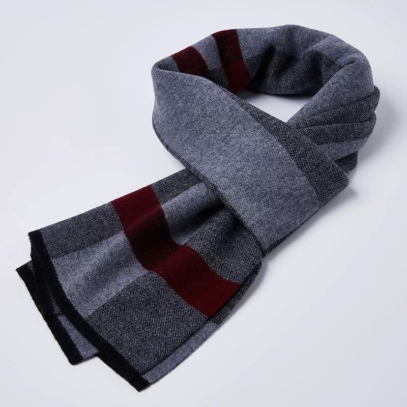 Gentlemen 100% Pure Wool Scarf For Men Birthday Gift Winter Warm Scarf 180*30Cm