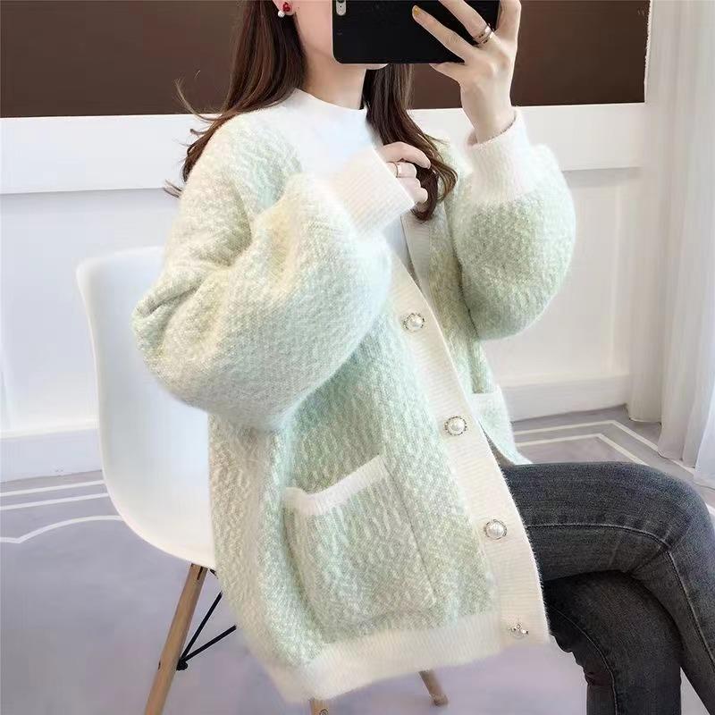 Autumn 2025 Thick Knit Women's Cardigan - Loose, Lazy Style
