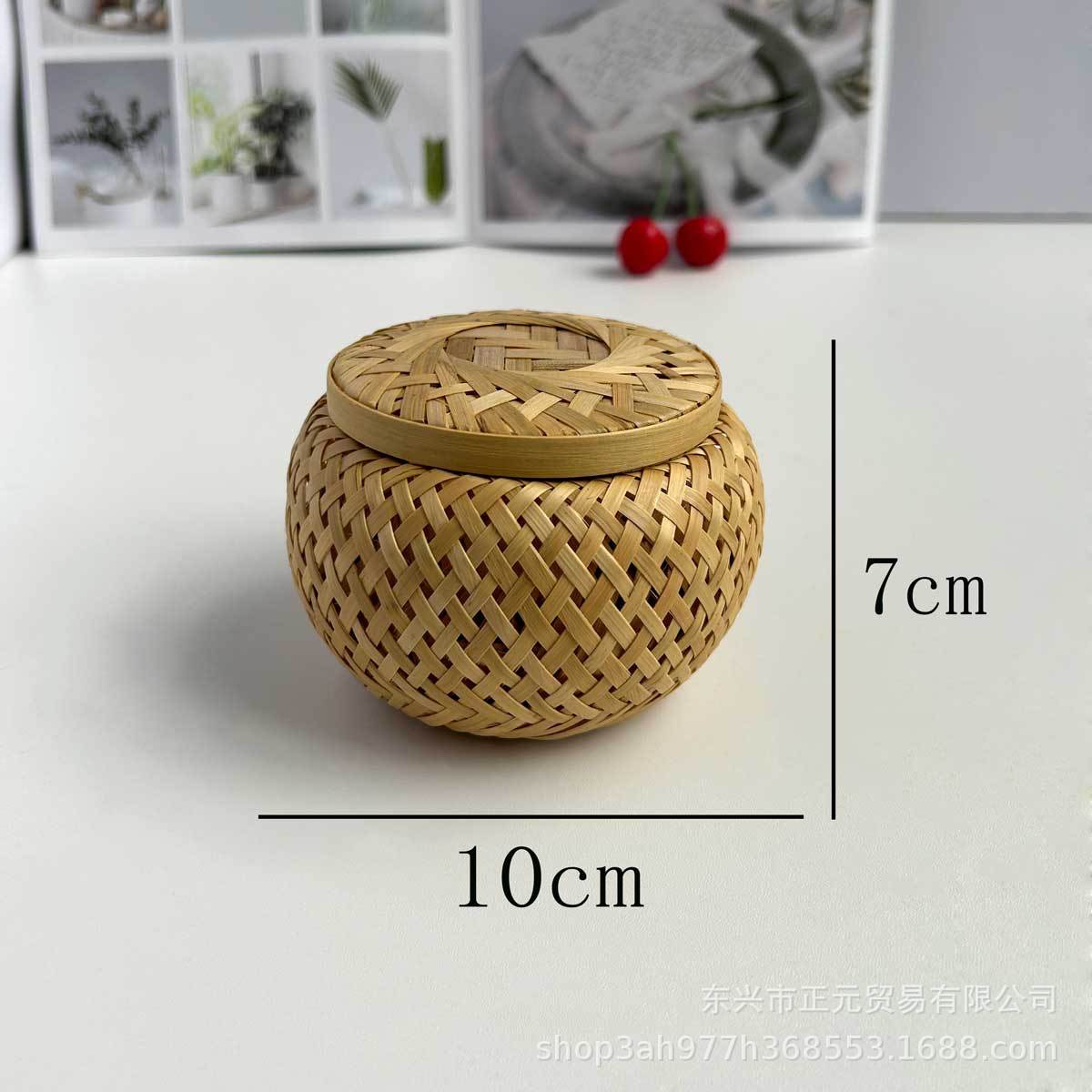 Bamboo weaving bird s nest basket tea basket tea can egg bamboo basket snack storage basket bamboo basket cricket box bamboo products Bamboo tea basket 10*7cm
