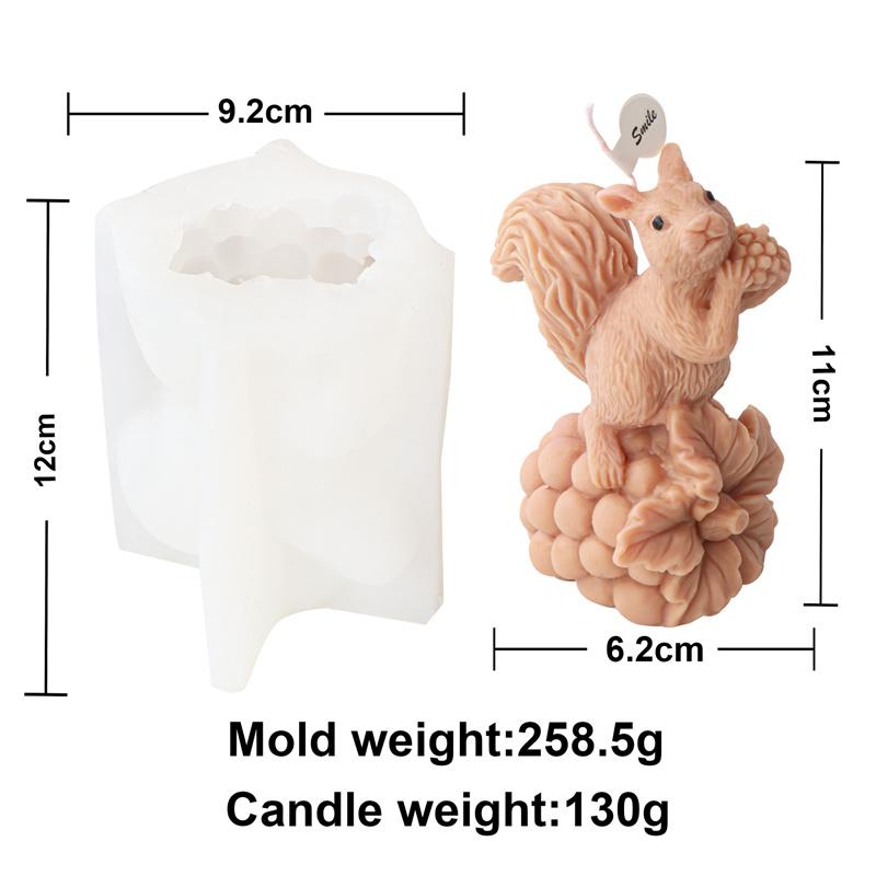 DIY Polymorphic Cute Squirrel Silicone Candle Mold 3D Animal Aromatherapy Candle Plaster Soap Epoxy Resin Mould Home Decor Gifts