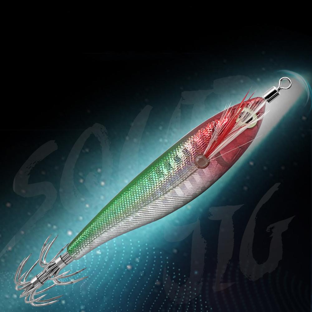 Luminous Fishing Lure Horizontal Artificial Squid Hook 100mm 9g Wood Shrimp Cuttlefish Hard Bait for Cuttlefish Sea Fishing