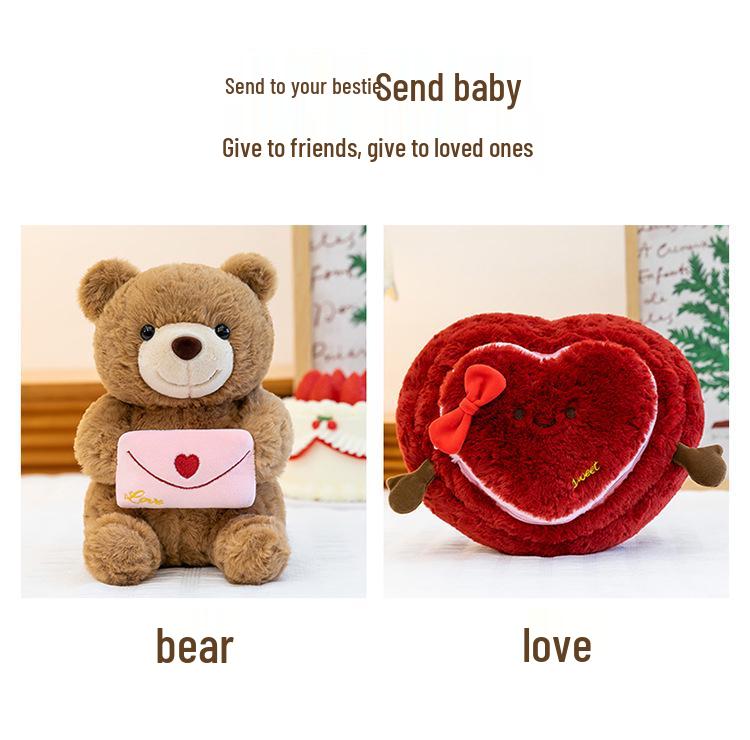 Cross-Border New Year Love Heart Bear Plush Toy - Cute Companion Gift for Couples and Birthdays