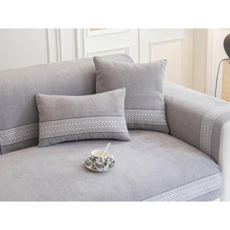Chenille Sofa Cushion, Universal Seat Cushion for All Seasons, Non-slip, Nordic Simple Green Simple Sofa Cover, Cloth Towel