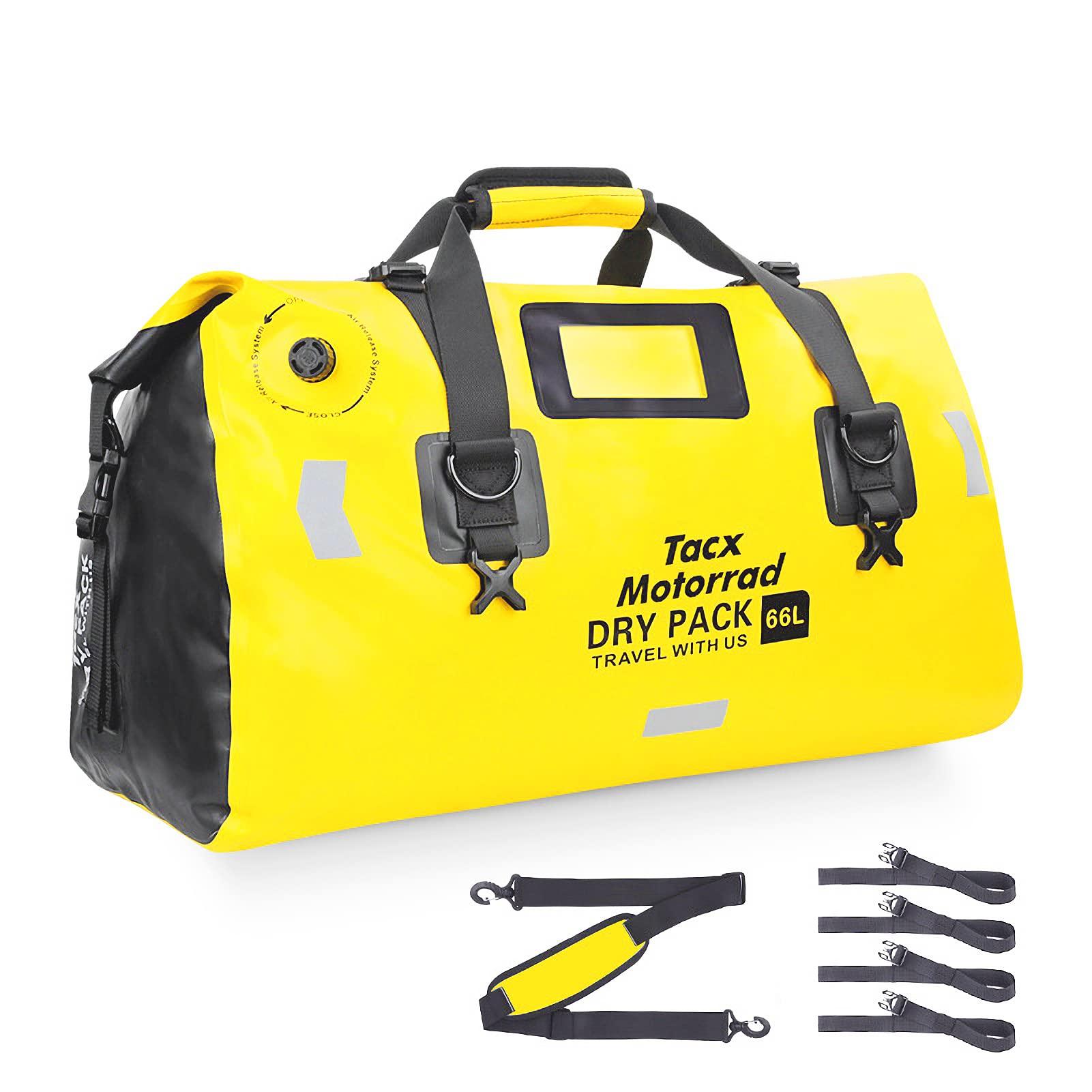 

Сумка для велотуризма Tacx Водонепроницаемая задняя сумка 66 л со специальным фиксирующим ремнем и плечевым ремнем TAX927 Желтая