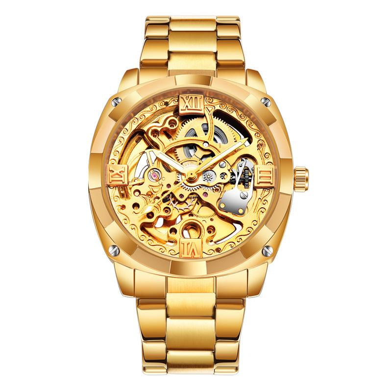 Mechanical Men's Watch Stainless Steel Automatic Skeleton Watch Waterproof Watches for Men Gifts