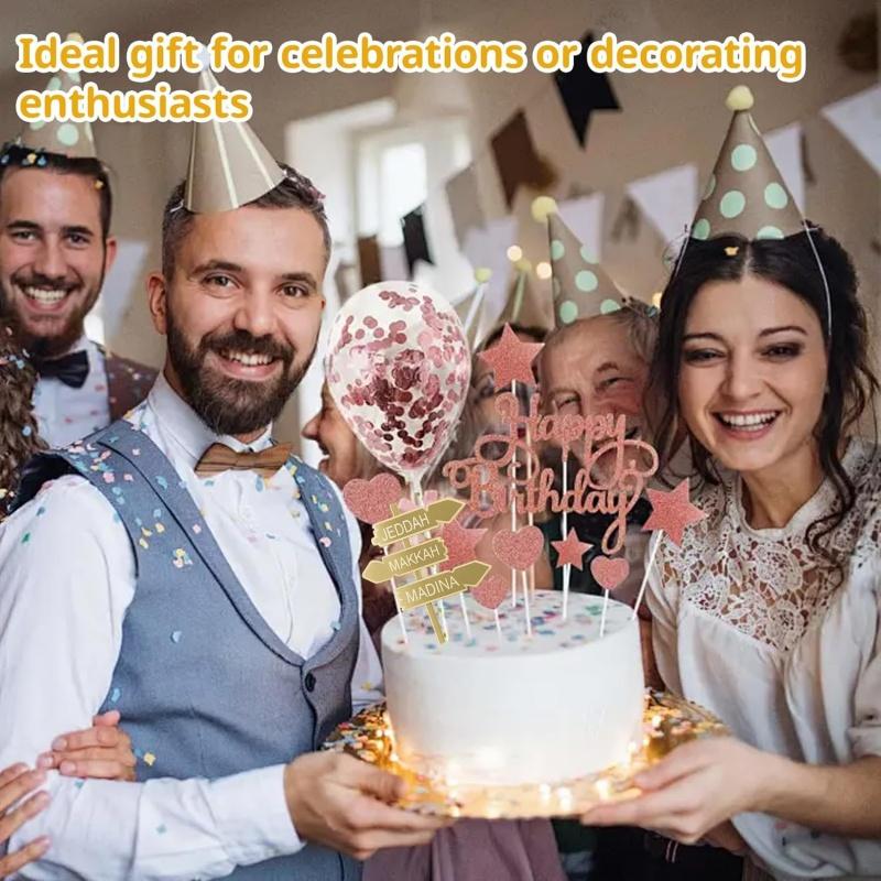 3pcs Umrah Mubarak Cake Topper Cupcake and Cake Decorations for Eid Ramadan