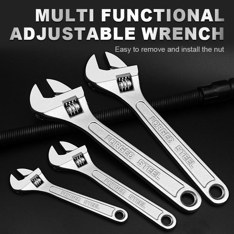 6/8/10/12/15 inch Adjustable Wrench Large Openin Long Handle Universal Spanner Clamp Steel Mechanical Workshop Hand Repair Tools