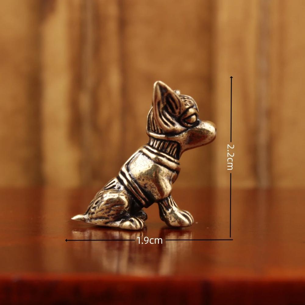 Solid Copper Puppy Sculpture Cute Dog Zodiac Brass Ornaments Antique Old Brass Tea Pet Small Home Decor