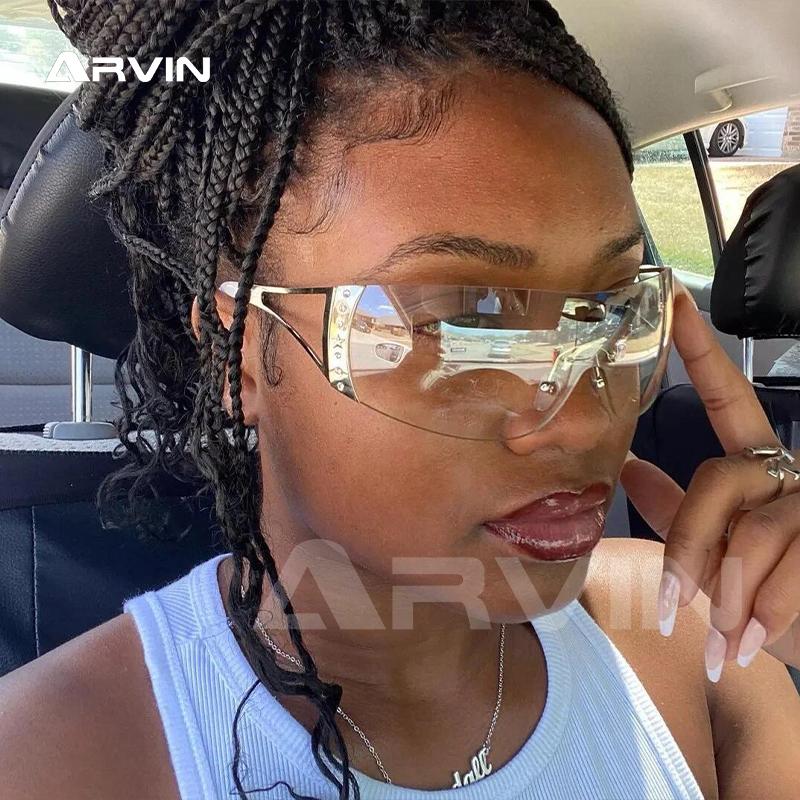 2000S Retro One Piece Sunglasses Women Men Luxury Oversized Wrap Around Sun Glasses UV400 Ladies New Fashion Eyewear Shades
