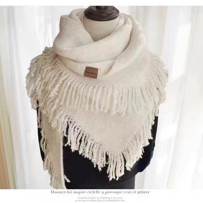 Elegant Women's Fringed Solid Color Cardigan Wool Shawl Multifunctional Autumn Winter New Arrival Best Scarf Mantle