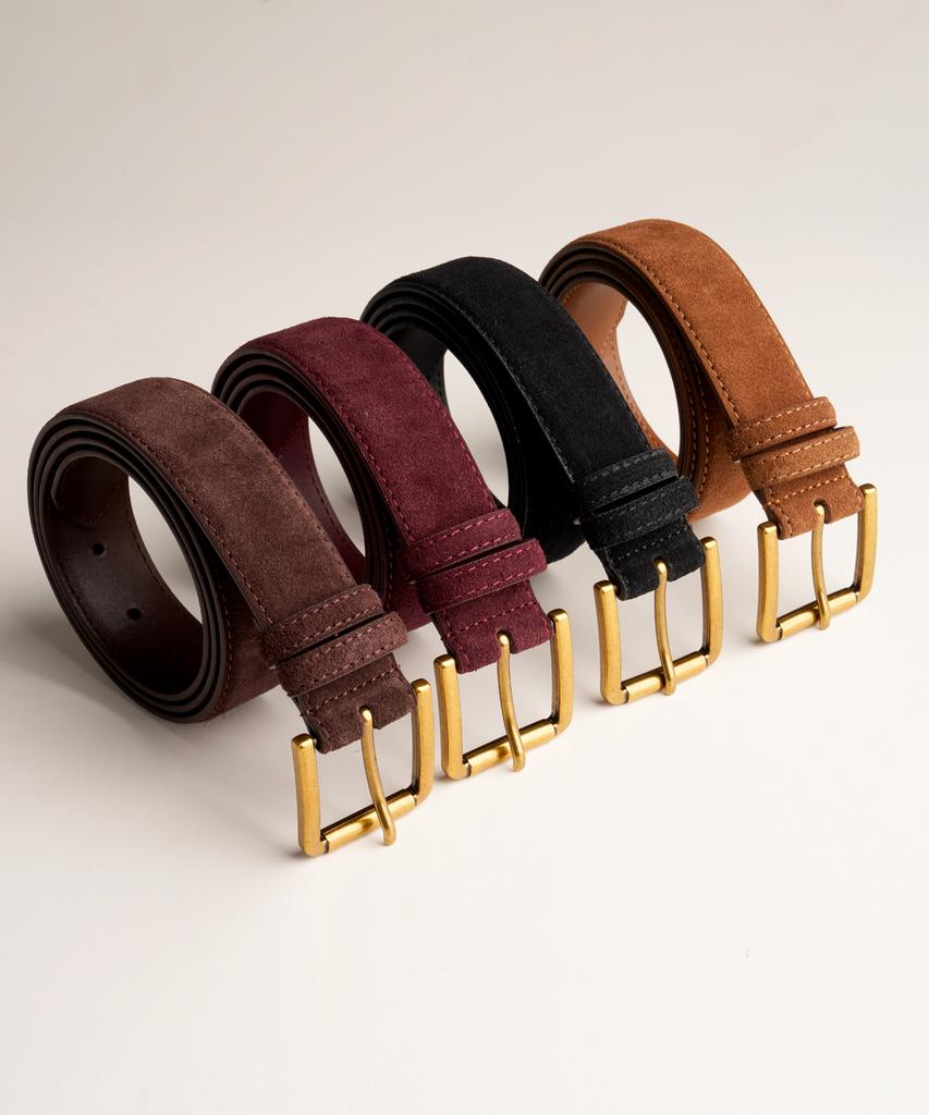 Beoteunseoul Minimal Square Suede Belt (Cowhide/Brown)
