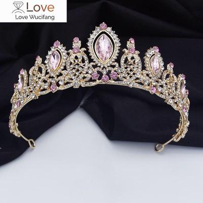Wunderschöne Brauttiaras mit rosa Kristallen, königliche Königin, Brautkrone, Haarschmuck, Prinzessin, Abschlussball, Hochzeitskrone, Kopfschmuck, Accessoires