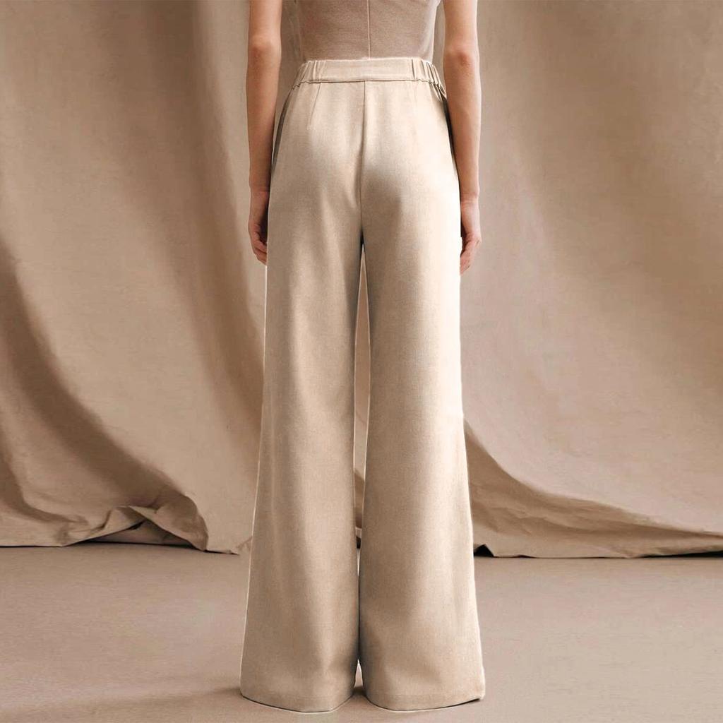 High Waist Wide Leg Pants for Women Casual Loose Fit Trousers with Front Pockets Office Style