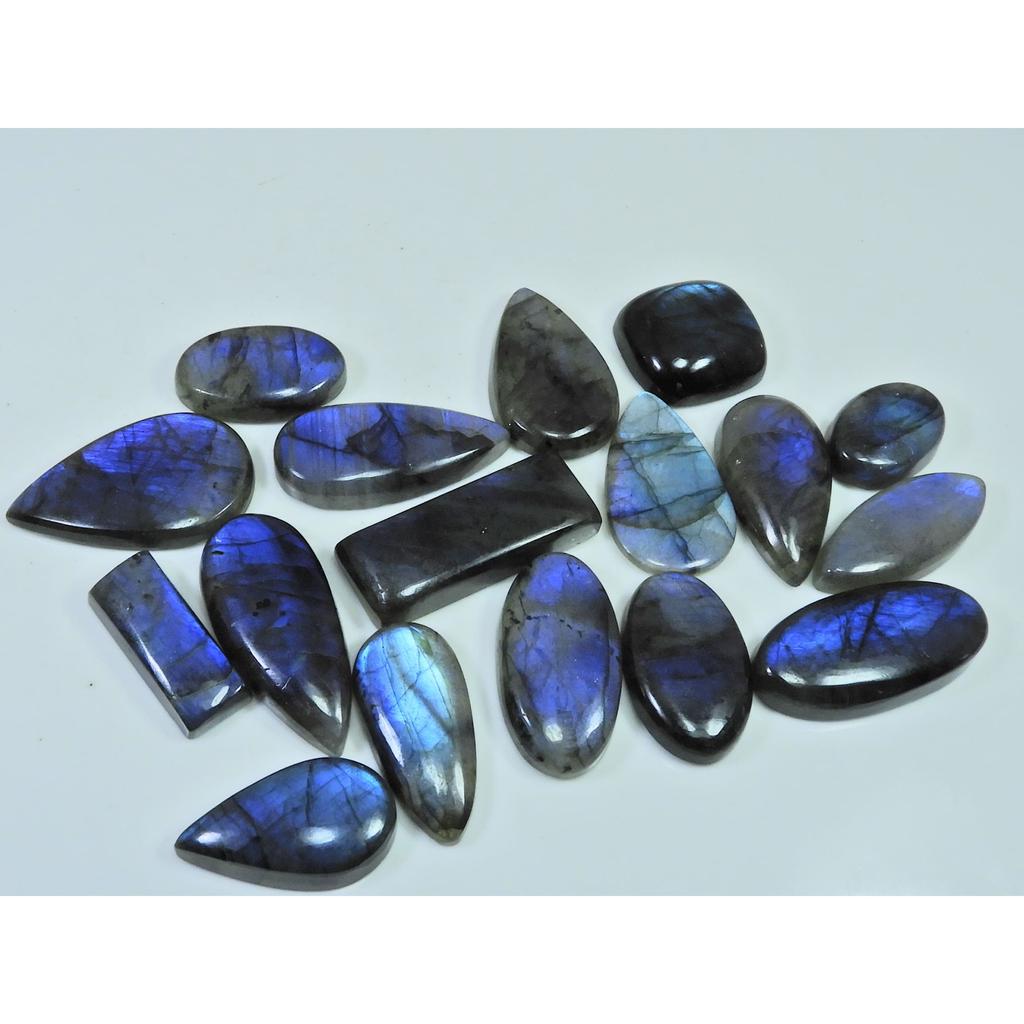 372Cts.Natural Labradorite Blue Flash Mix Cabochon Loose Gemstone 17Pcs Lot LL-1018
