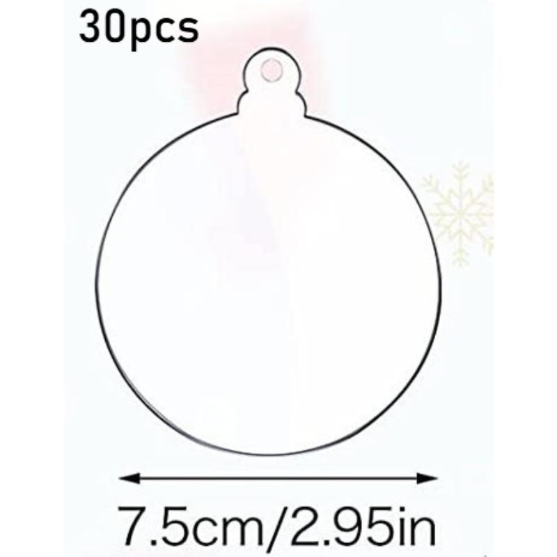 10/30pcs Clear Acrylic Christmas Ornaments Unfinished Round Blanks for DIY Tree Decorations & Holiday Party Crafts,Classic Style