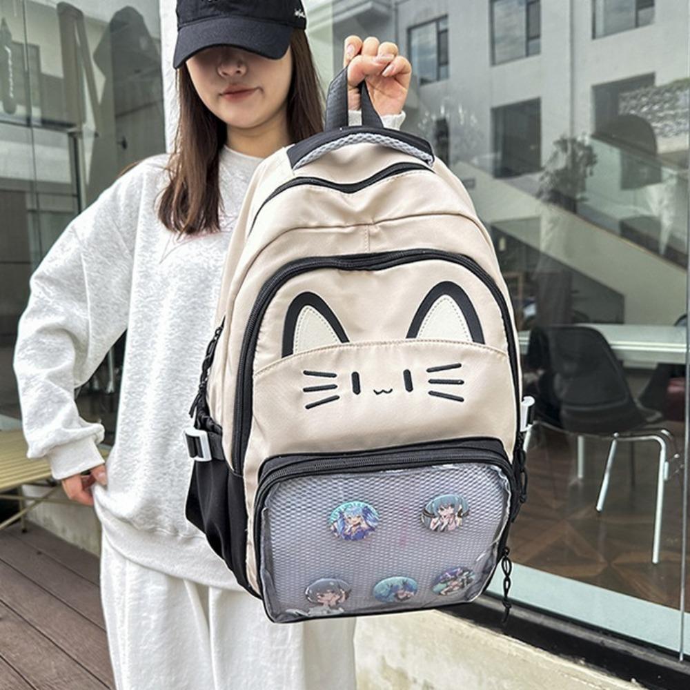 Embroidery Transparent Pocket Itabag Large Capacity Student School Bag Sweet Cartoon Ita Bag  Woman
