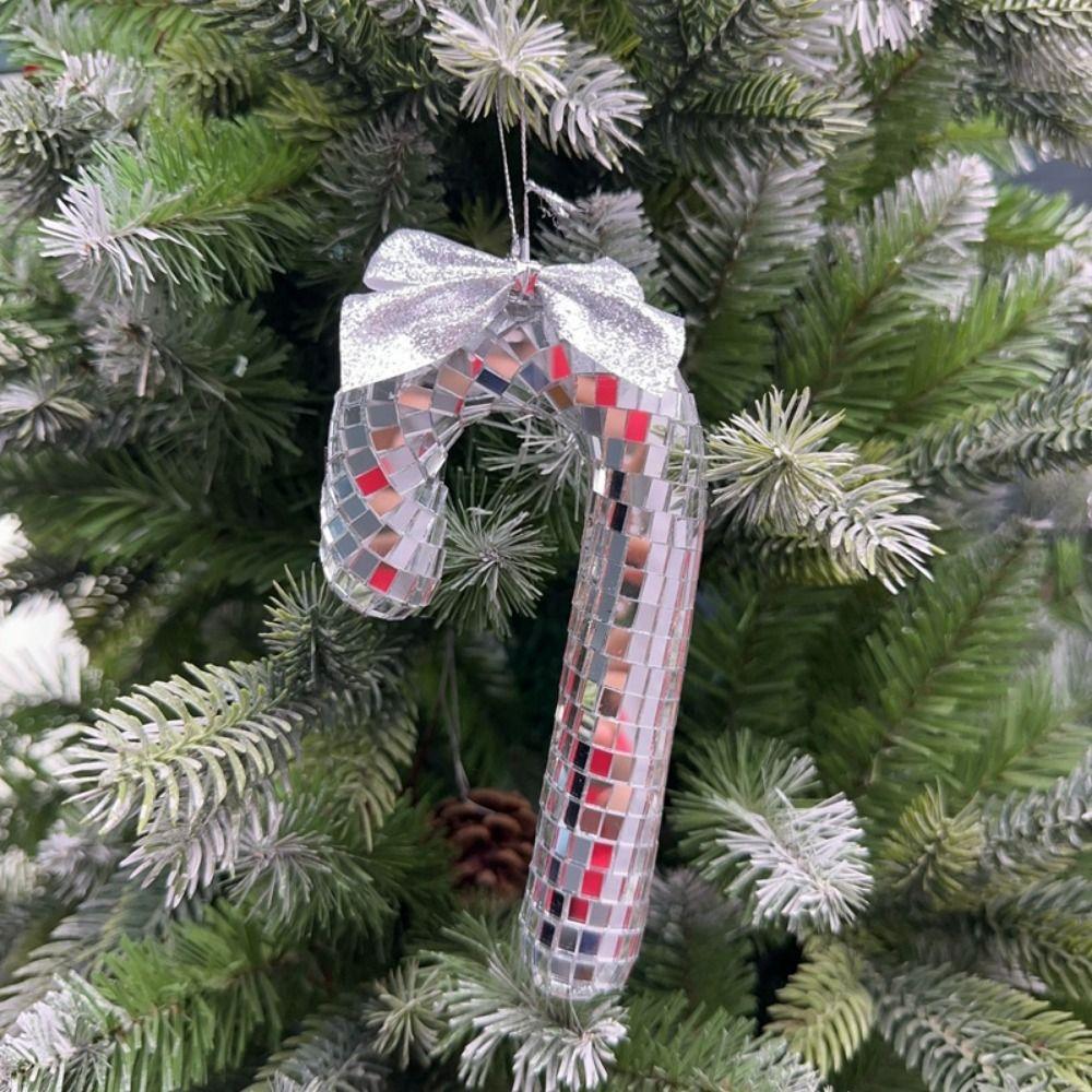 Exquisite Disco Crutch Ornaments Mini Silver Snowman Glass Mirror  Party Supplies