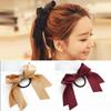 Sweet Beauty Satin Double-layer Bow Elastic Rubber Band Tied Thick Leather Hair Accessory Fashionable and Versatile